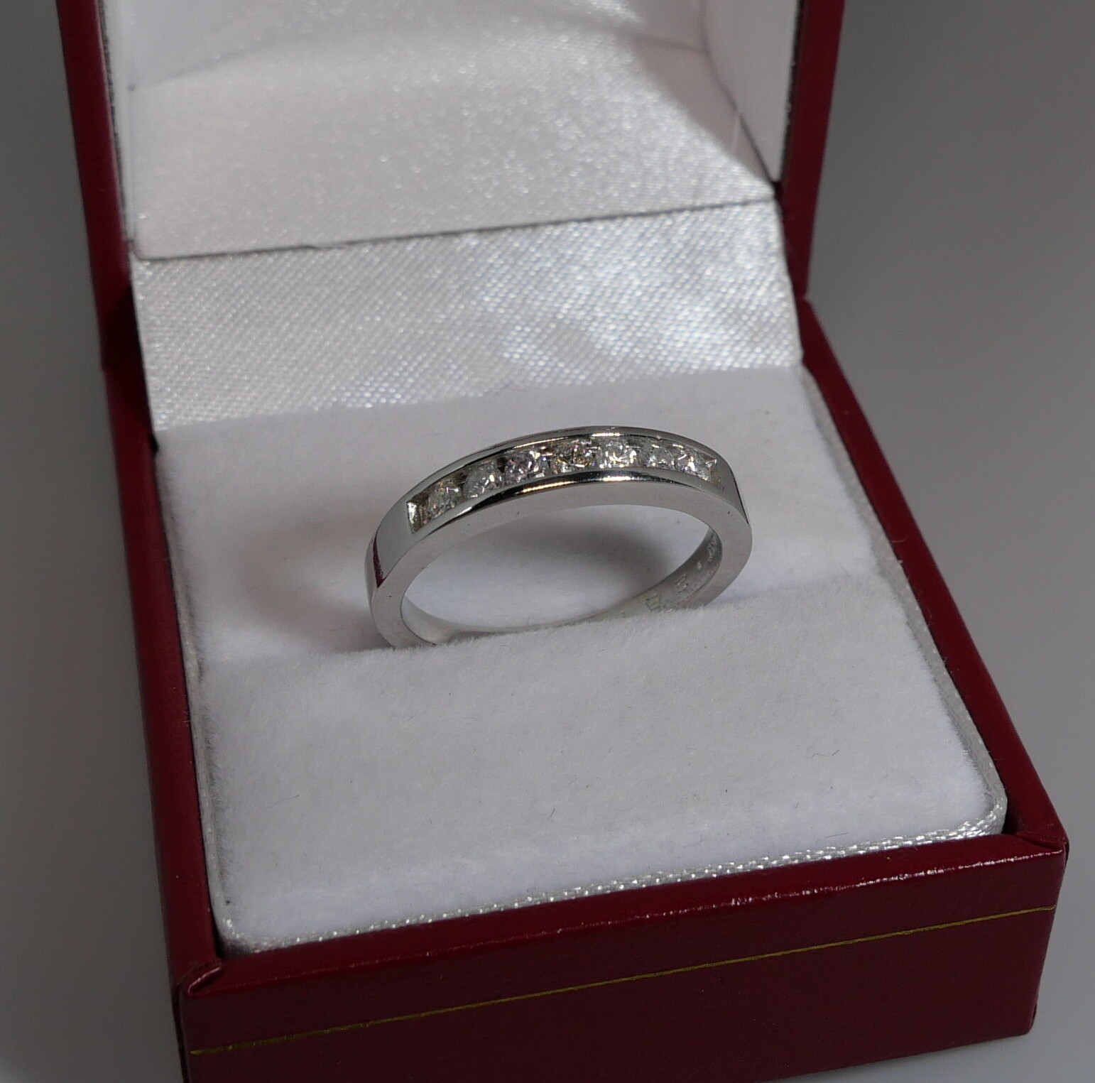 PLATINUM CHANNEL SET 7 DIAMOND WEDDING BAND RING 0.28 TCW