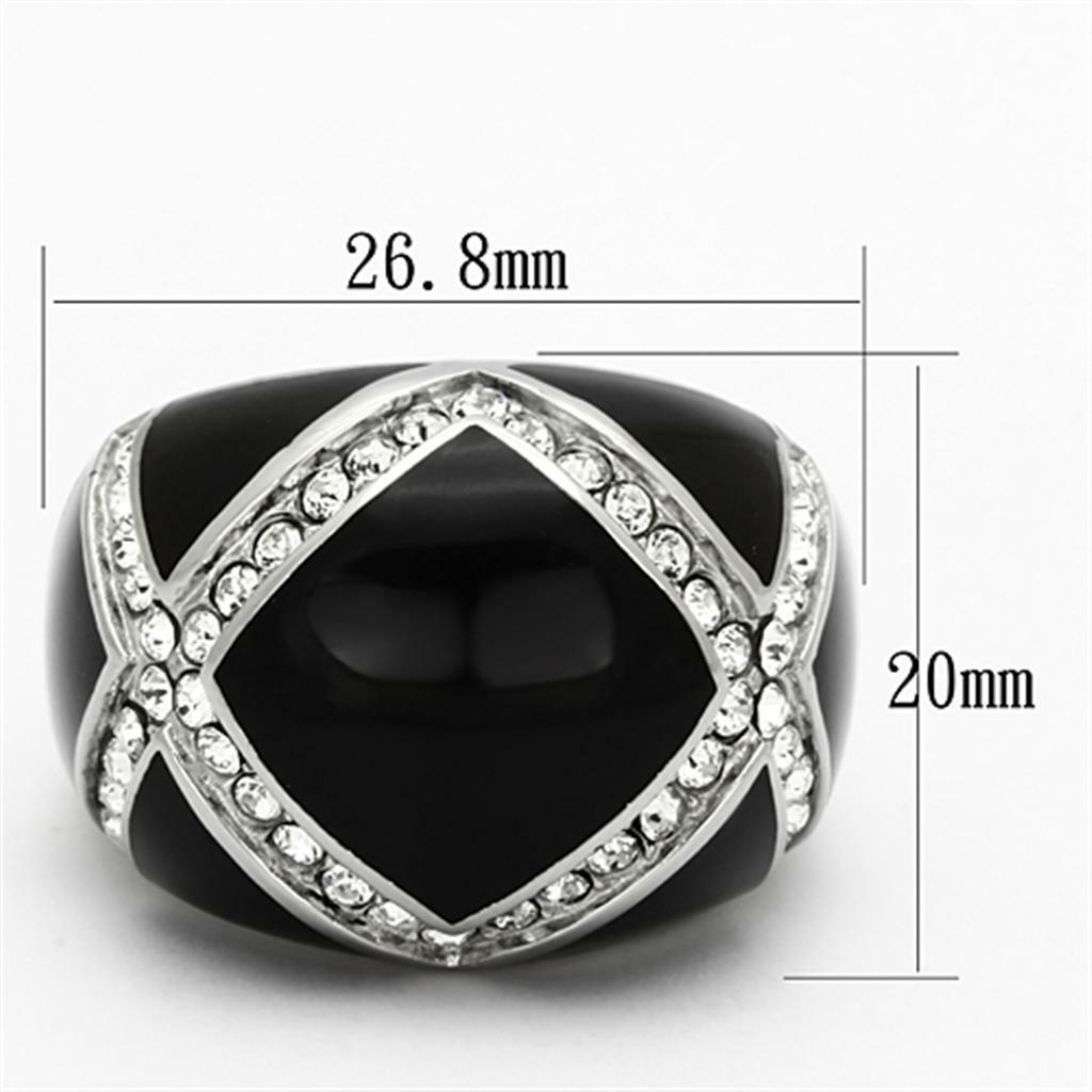 TK1132 – High polished (no plating) Stainless Steel Ring with Top Grade Crystal