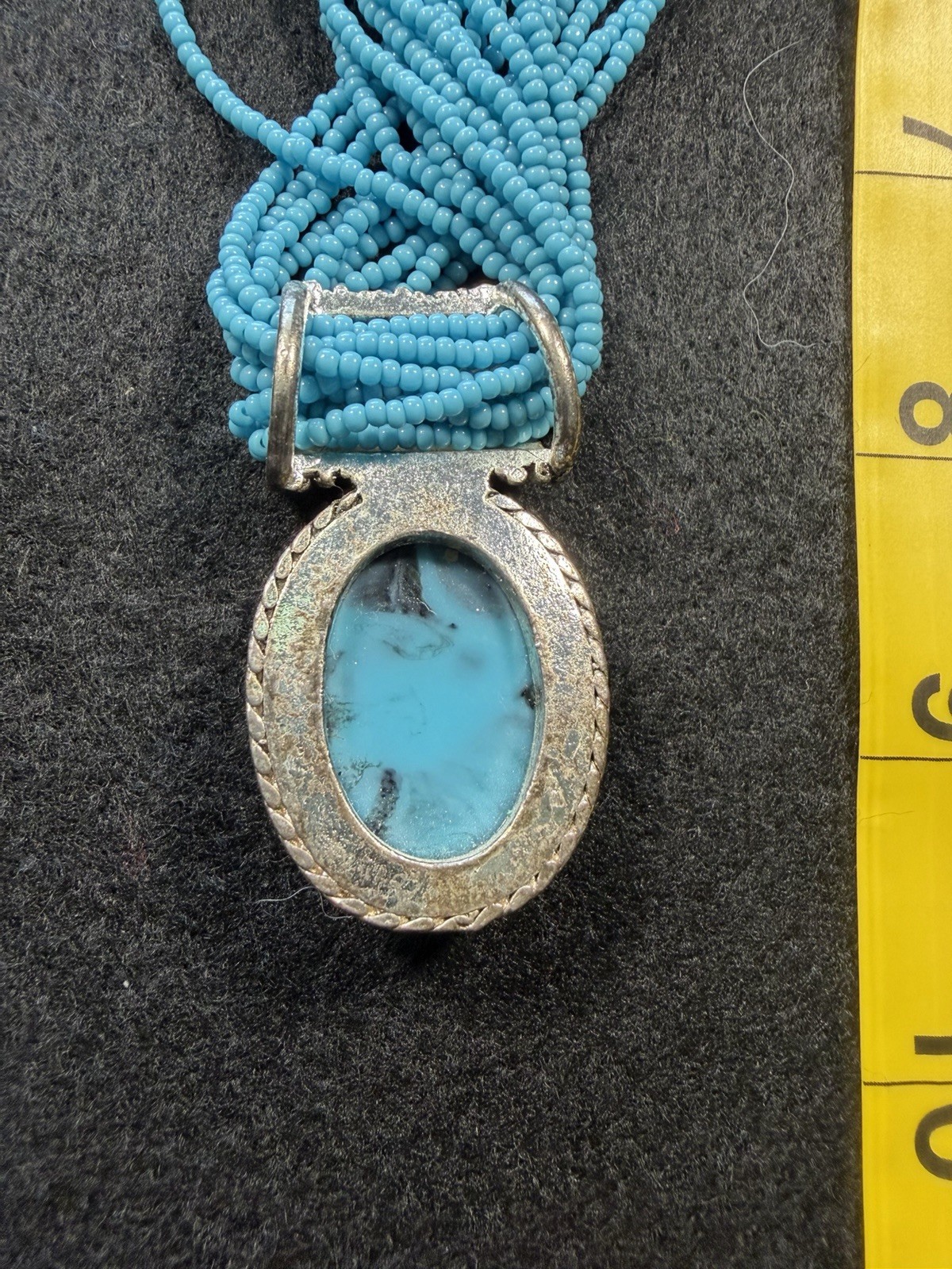 Boho Multi Strand Turquoise Statement Necklace Southwest Western Silver Tone