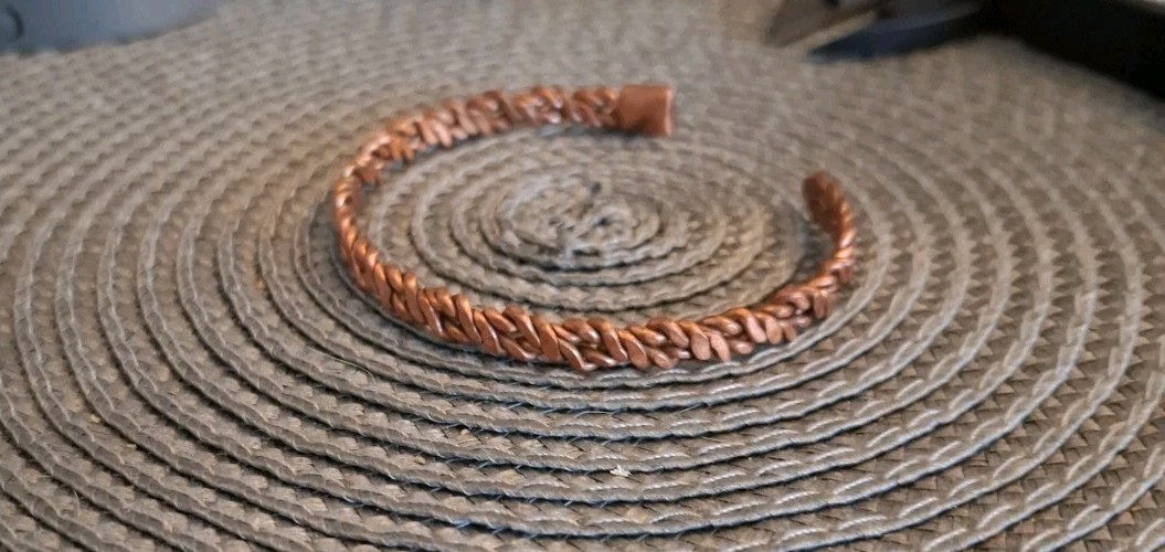 100% Copper Bracelet Handmade Rustic Braided Adjustable. Made In The USA