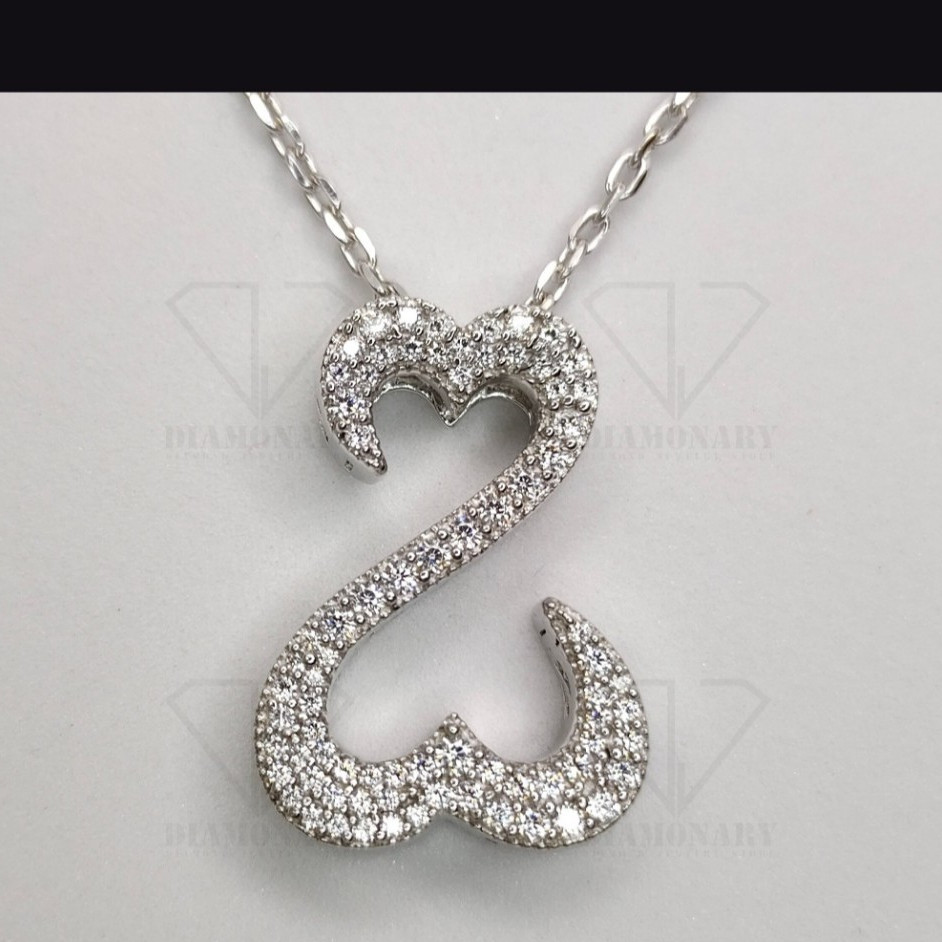 Open heart diamond 935 moissanite silver pendant necklace