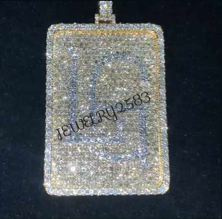 925 Silver Men’s Custom 3.22Ct Simulated Diamond Letter Dog Tag Pendant