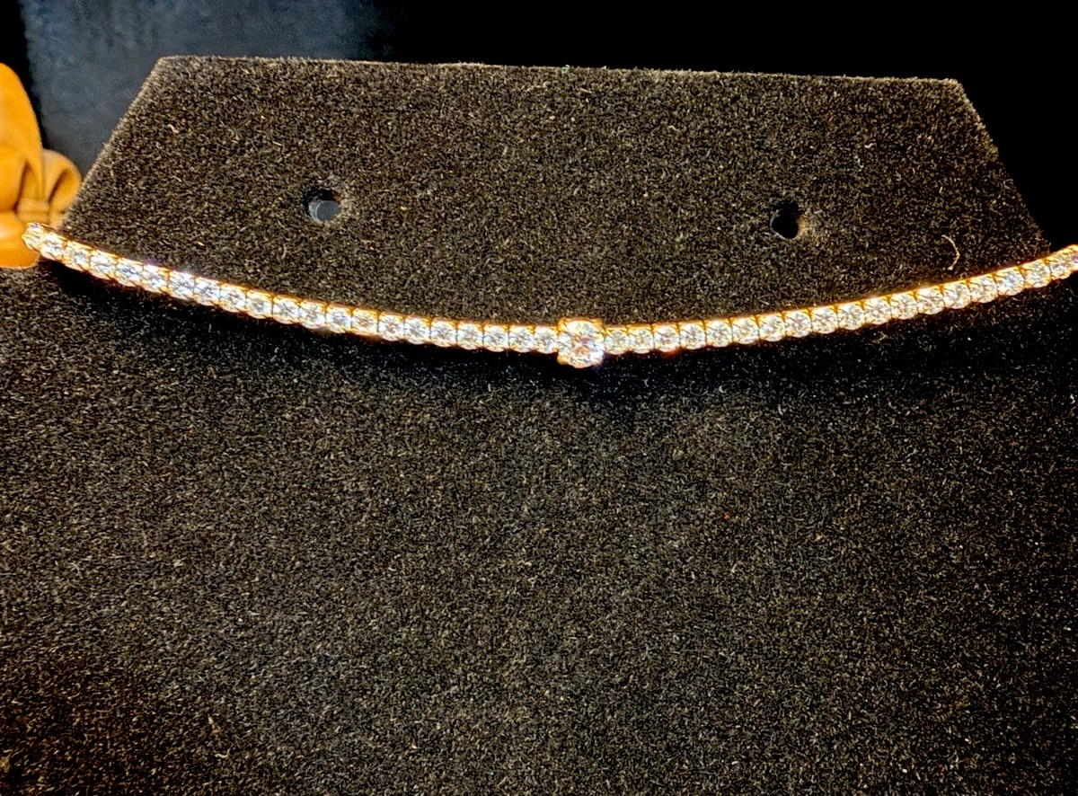 AAA CZ Tennis Bracelet 18k Gold Filled Adjustable Sliding Clasp 6.5-8 inches