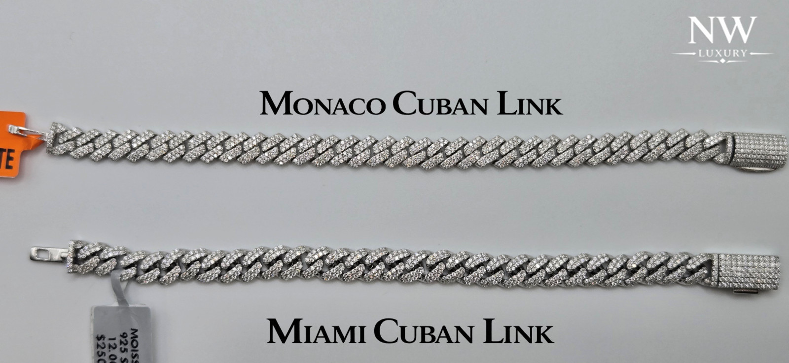 Real MOISSANITE Monaco Miami Cuban 8mm Bracelets, 925 Sterling Silver, Icey