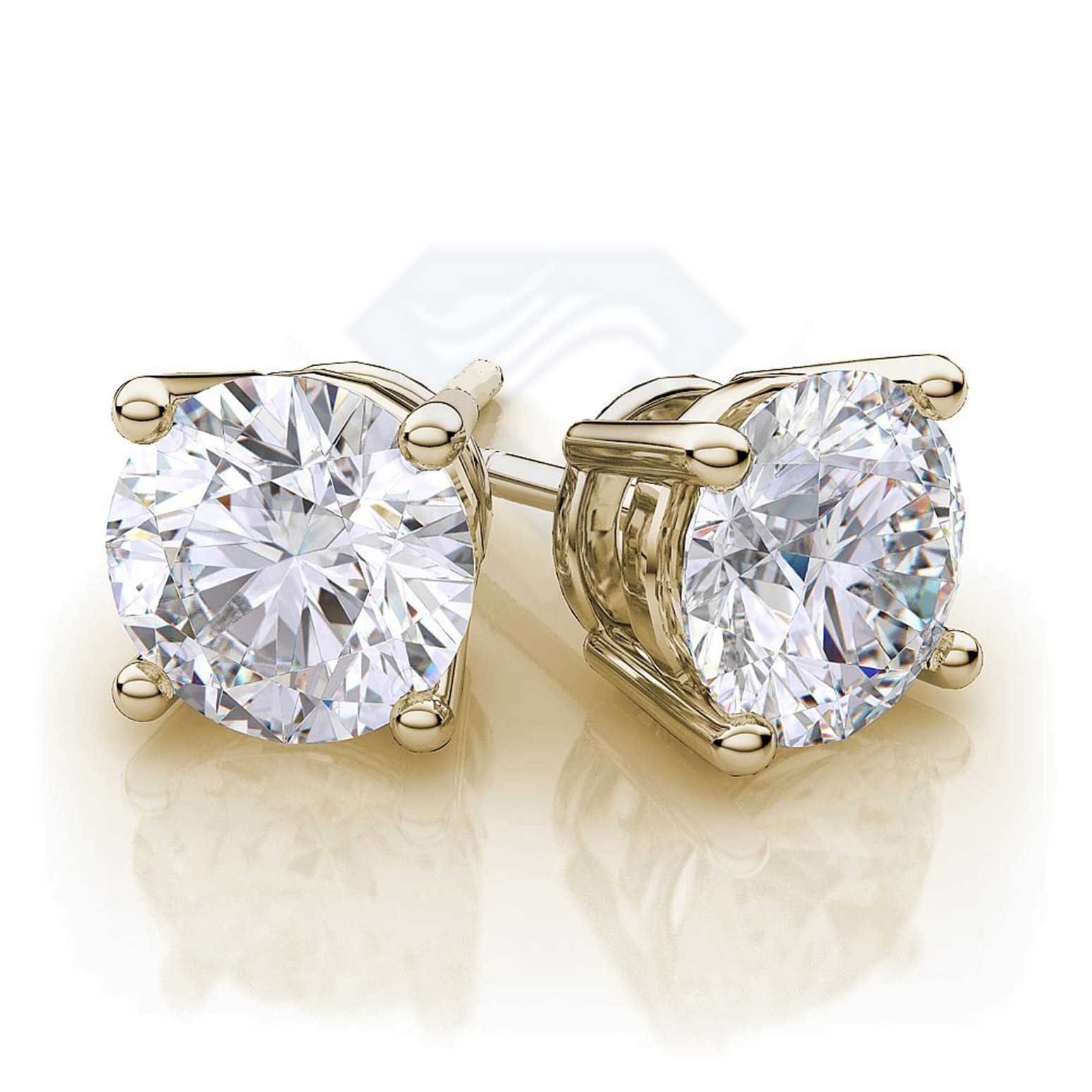 4ct CZ Stud Earrings Brilliant Cut Cubic Zirconia men women 10mm 14K gold plated