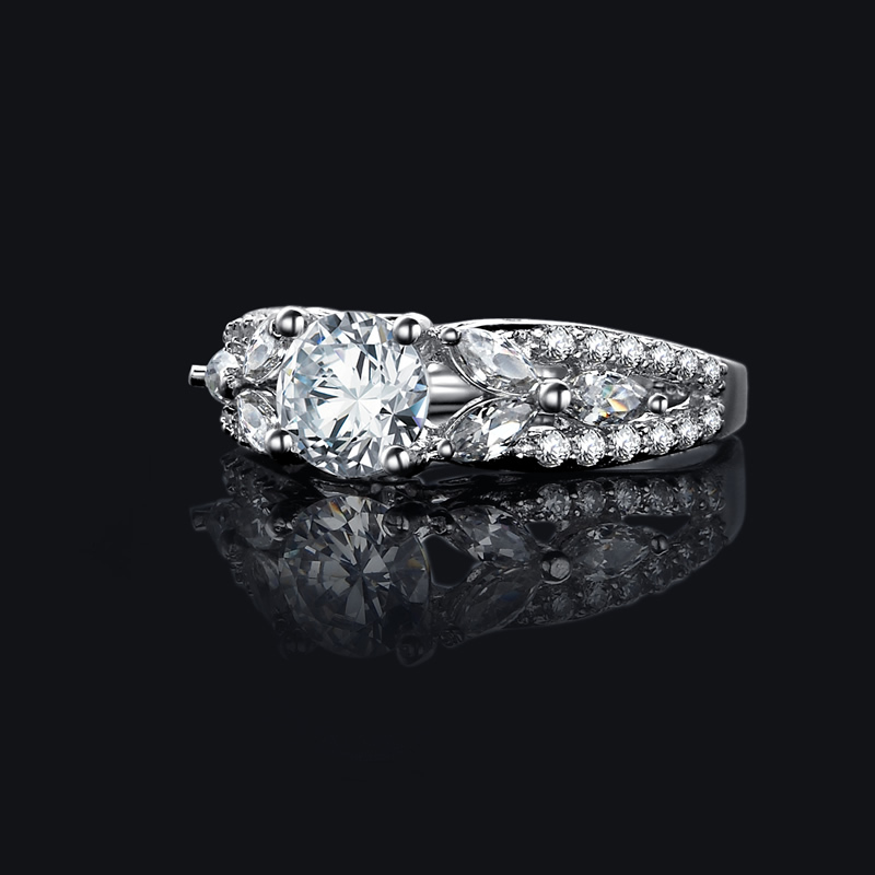 .925 Sterling Silver Round Cz Stone Wedding Band Engagement Ring Size 3-12 SS022