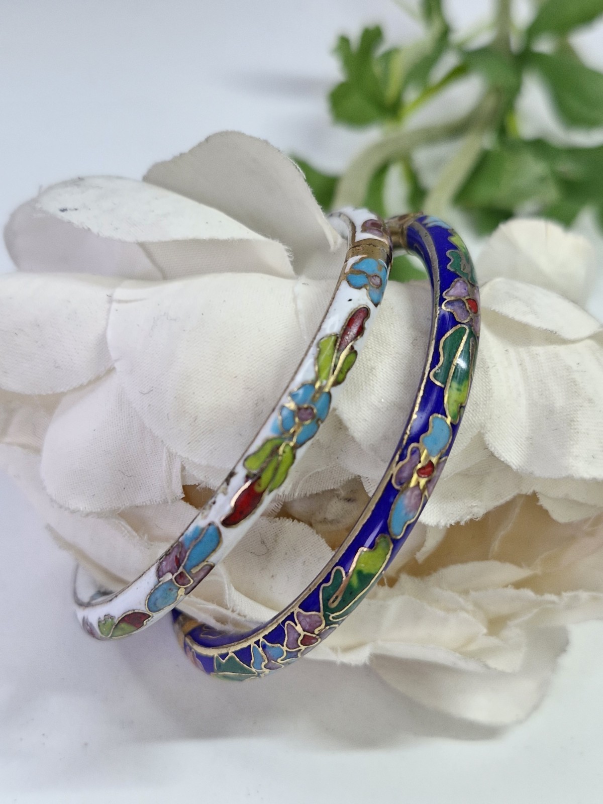 Vintage Cloisonne Bangles Bracelet x2 Small children 5cm
