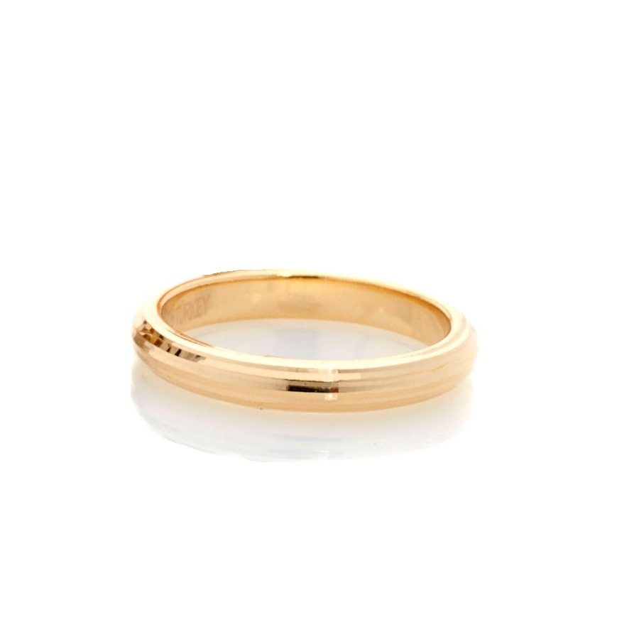Technibond Classic Fancy Ribbed 3mm Band Ring 14K Yellow Gold Clad Silver 925
