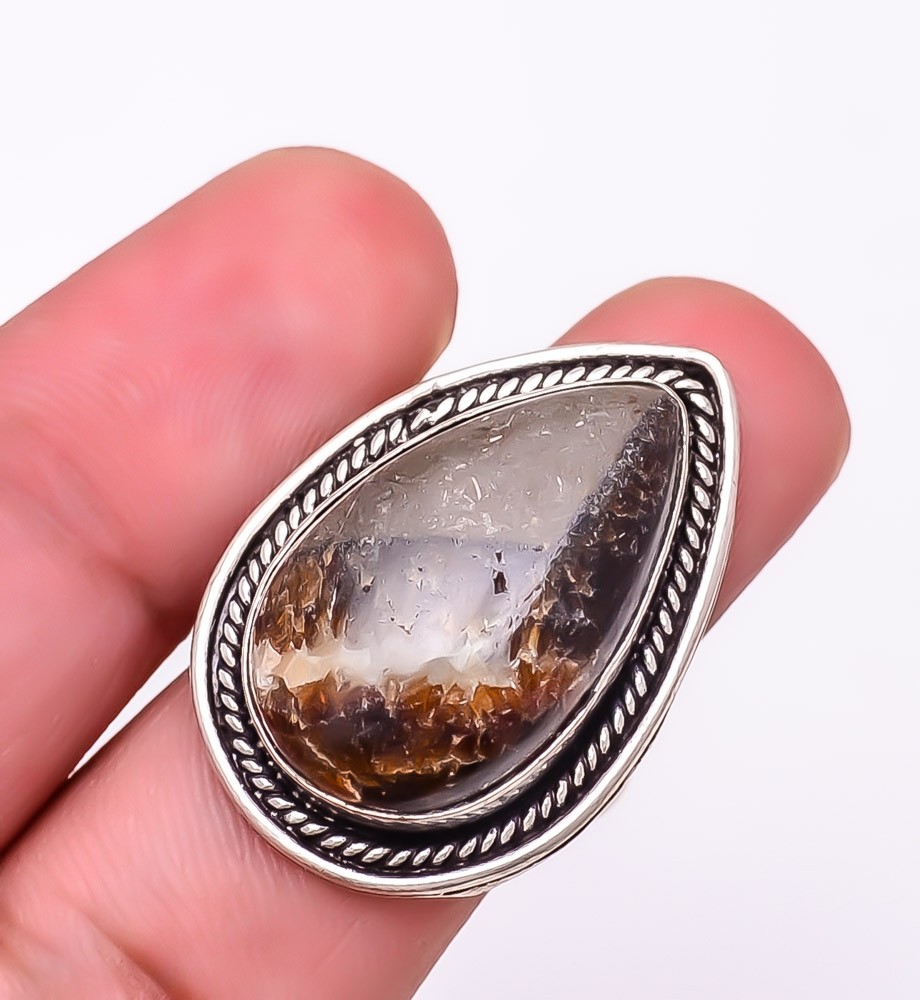 Natural Septerian Stone Gemstone 925 Silver Plated Jewelry Ring s.8 LR-8801