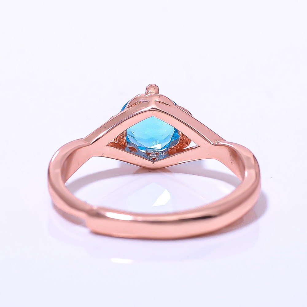 Blue Topaz Gemstone Rose Gold Plated Ring s.Adjst RC380-6