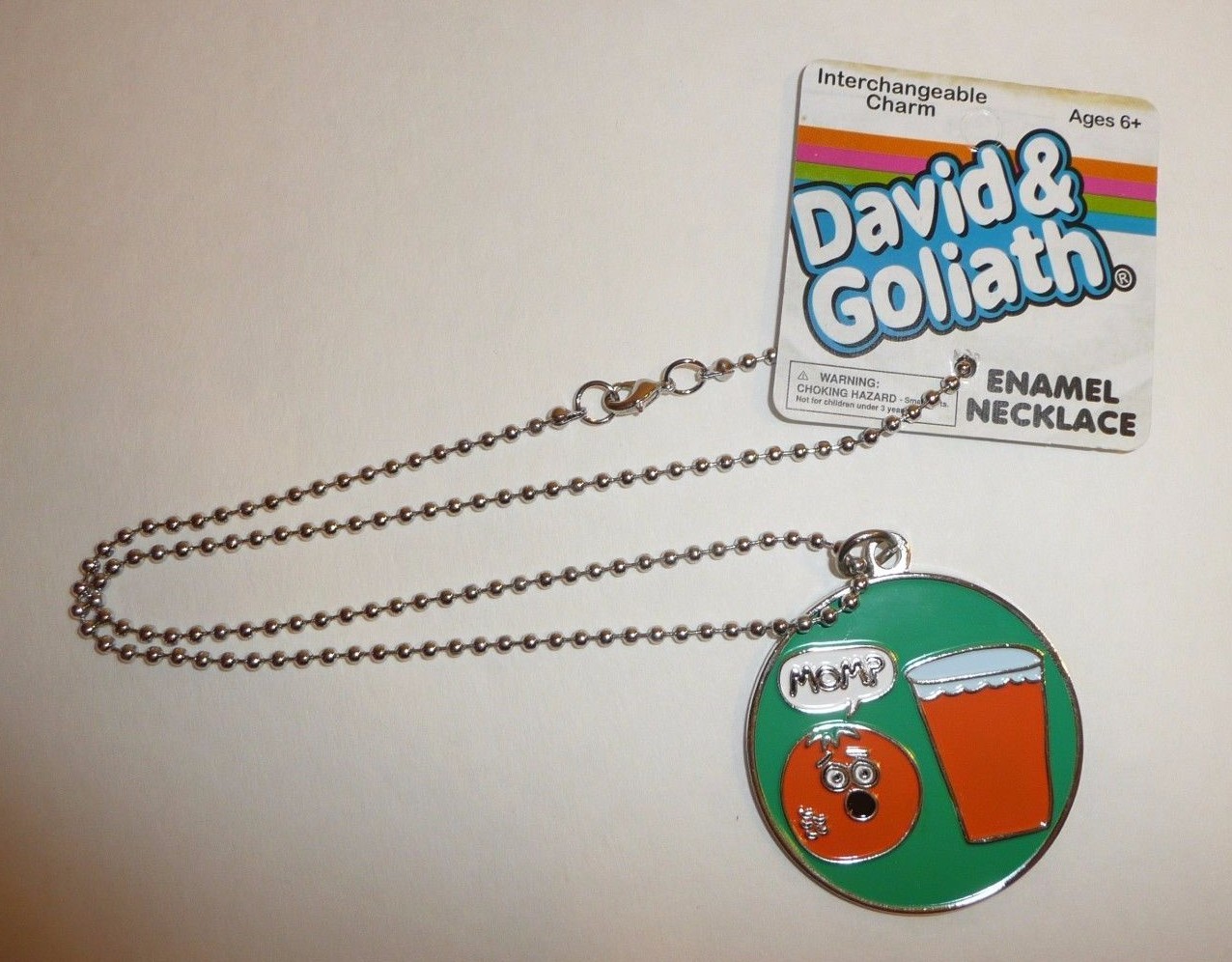 Orange Juice Funny Necklace Mom Joke David and Goliath Humor Charm Round