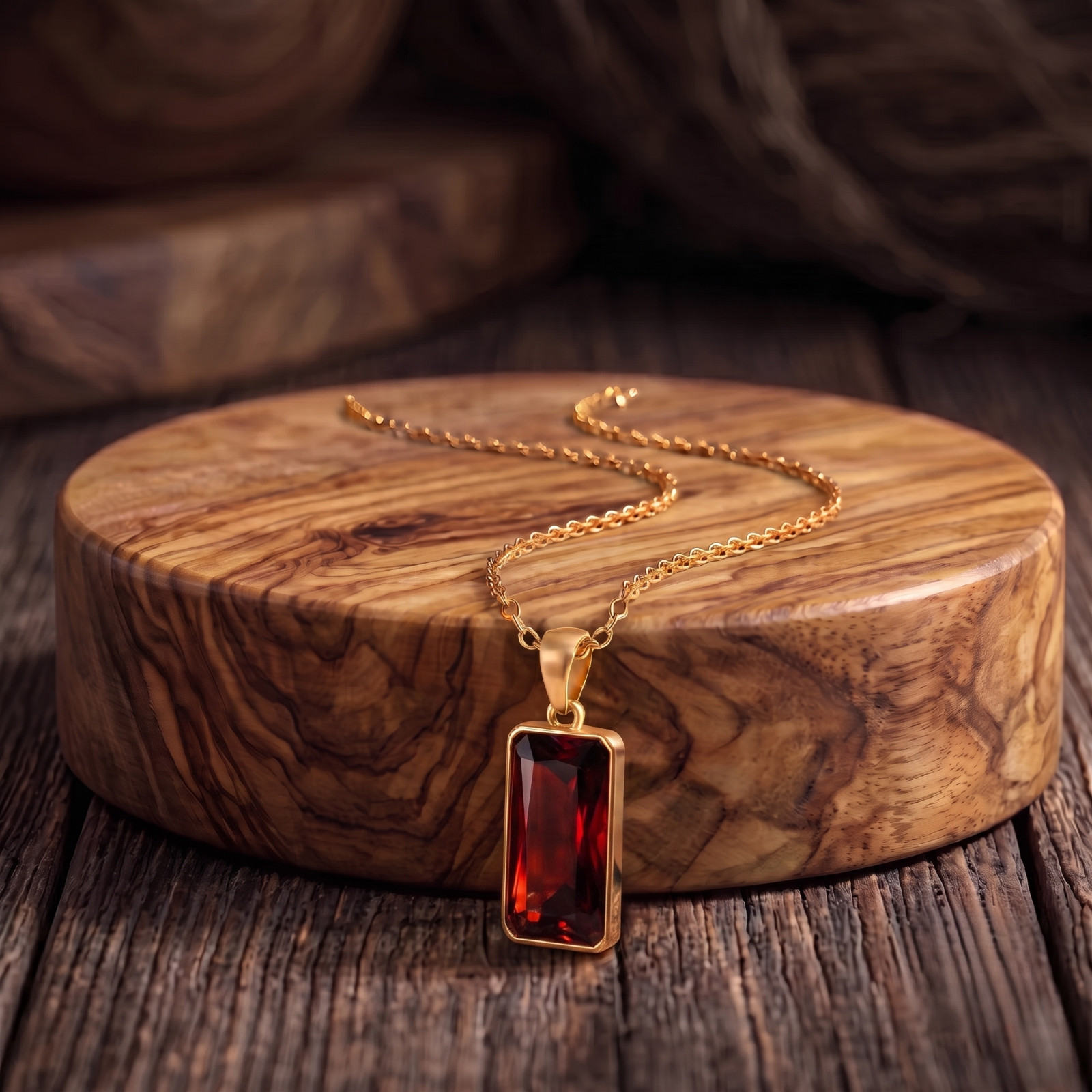 14k Gold Filled Red Garnet Pendant January Birthstone Minimal Women’s Jewelry