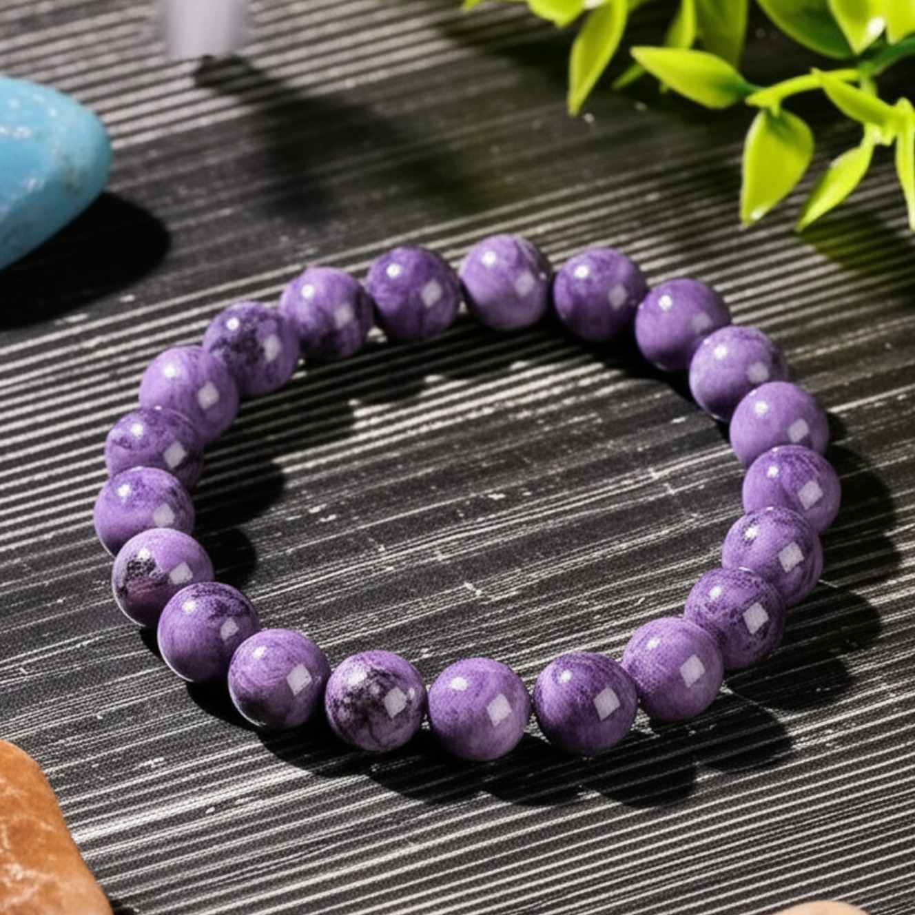 8mm Charoite Stretchy Crystal Bracelets Natural Gemstone Beads Healing Reiki