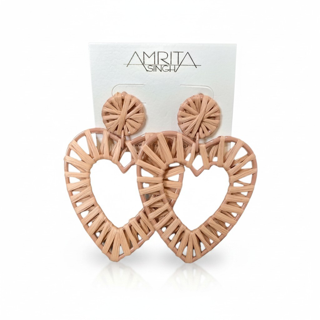 Amrita Singh Blush Acrylic Heart Pierced Earrings NWT