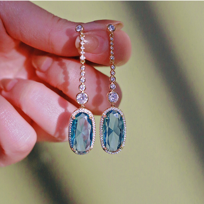 Fashion 925 Silver Drop Earring Cubic Zircon Wedding Women Party Jewelry A Pair