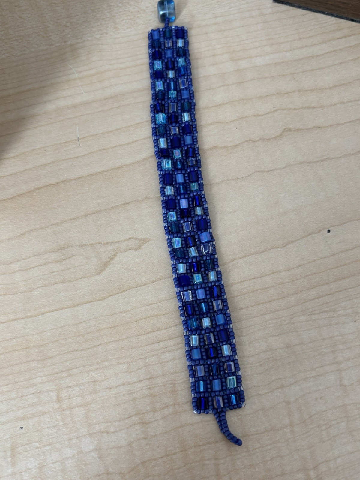 Royal Blue Beaded Bracelet/ Fits 7 In Wrist- Very Good Condition