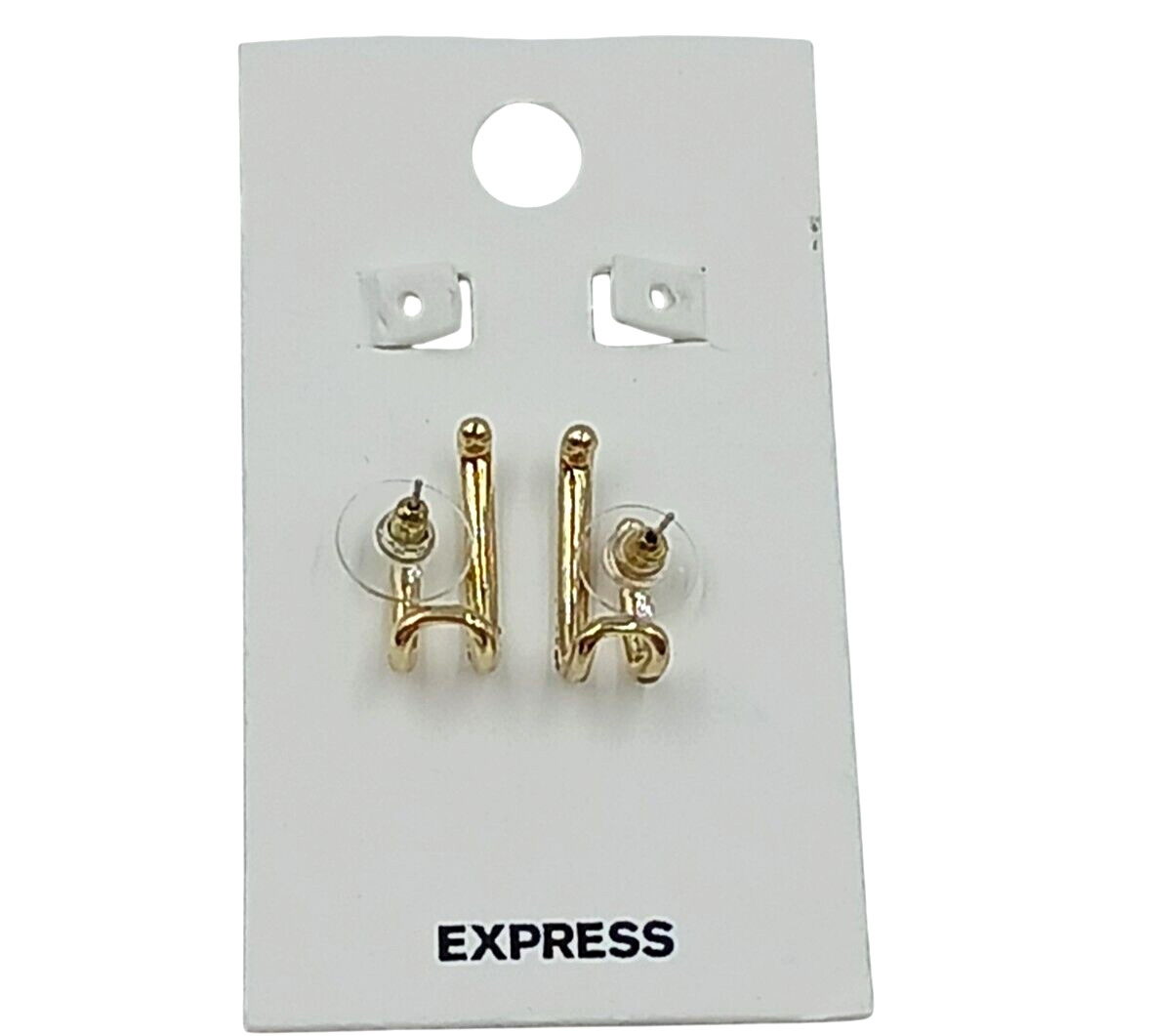 Express Crystal Rhinestone Claw Stud Pierced Earrings Push Back Gold Tone 1″ New