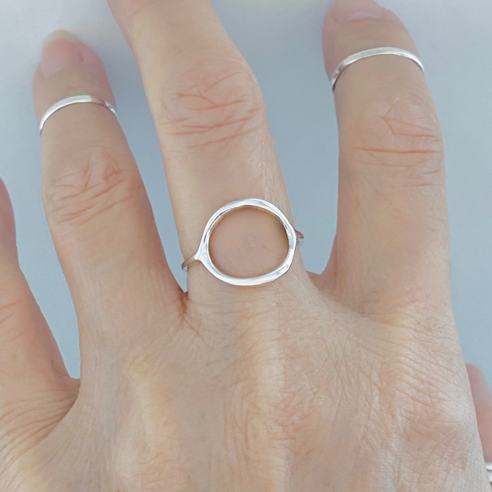 Sterling Silver Large Thin Open Circle Ring, Halo Rings, Eternity Round Circles
