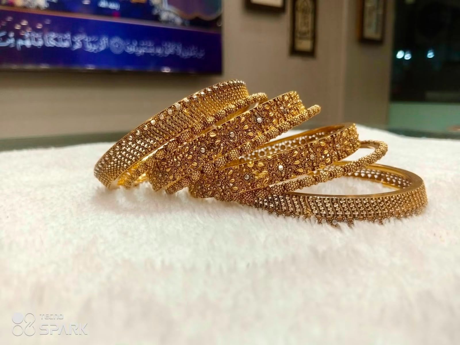 Pakistani Gold Plated Bangles Set 4 Pcs Bridal Wedding Kara Jewelry Oxidized