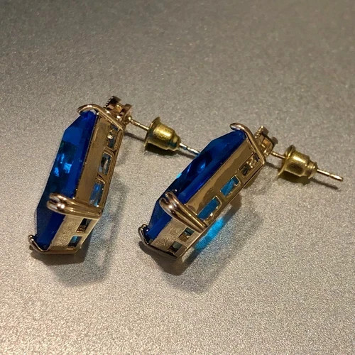 10 CTW Lab-Created Blue Sapphire Dangle Drop Earrings 18k Gold Filled Finish