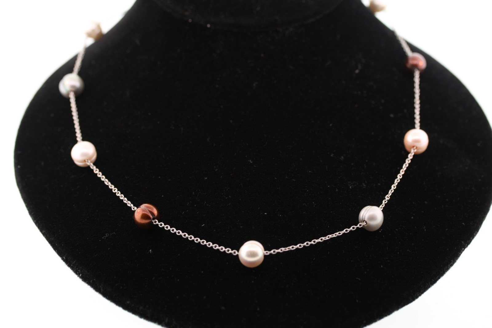 Sterling Silver Chain with 8.5mm Multicolored Cultured Freshwater Pearl Necklace