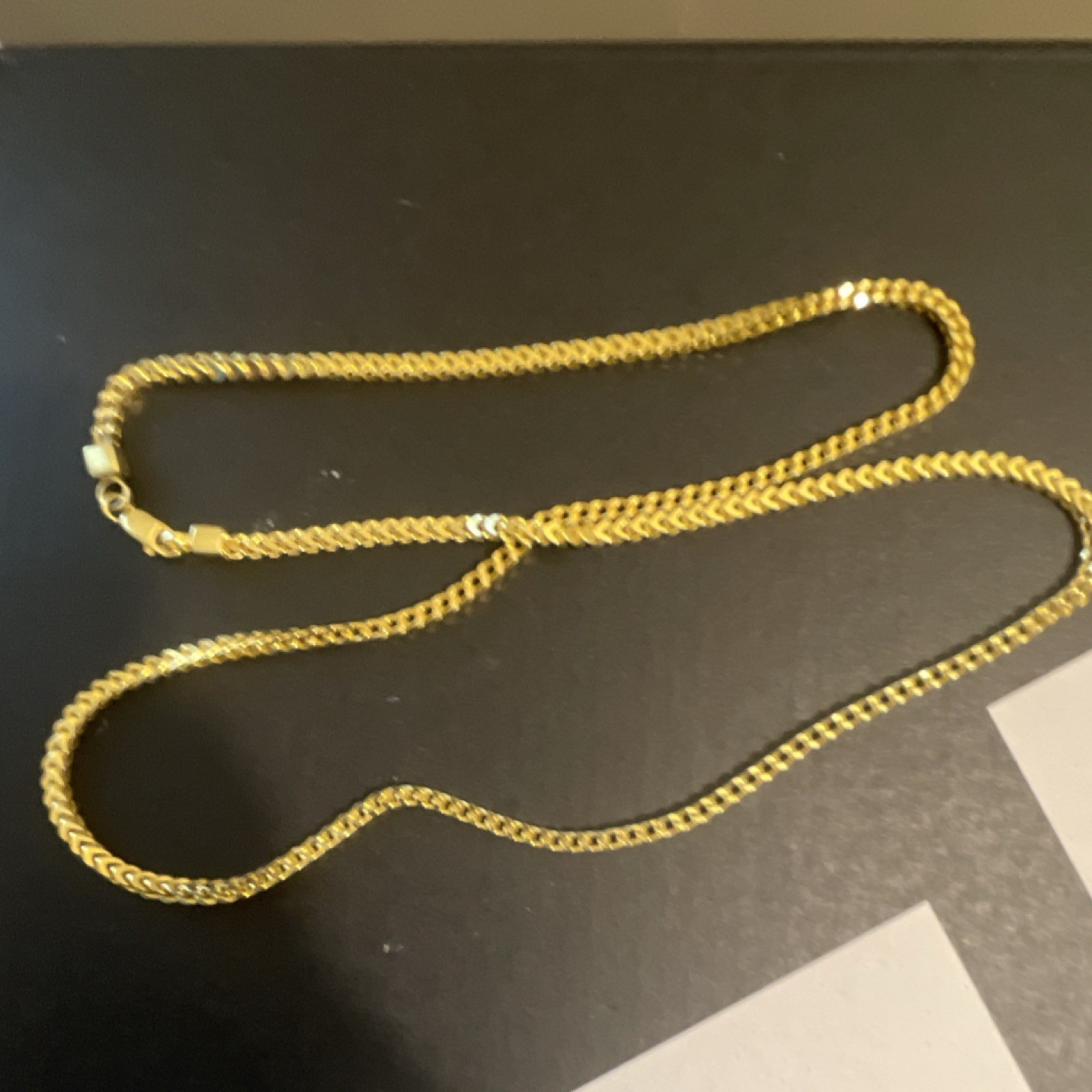 Gold over silver Box Link Chain Necklace with Lobster Clasp 24 inch 2.8mm