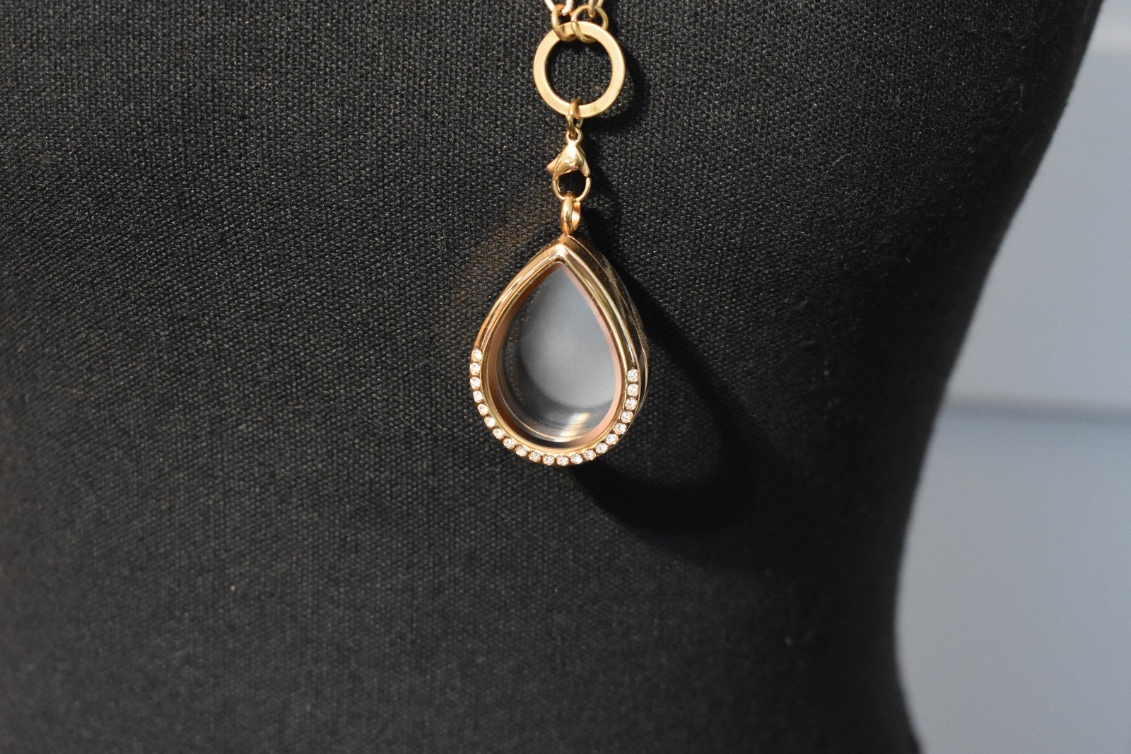 Stainless Steel Tear Drop Locket Pendant Necklace W/ Chain