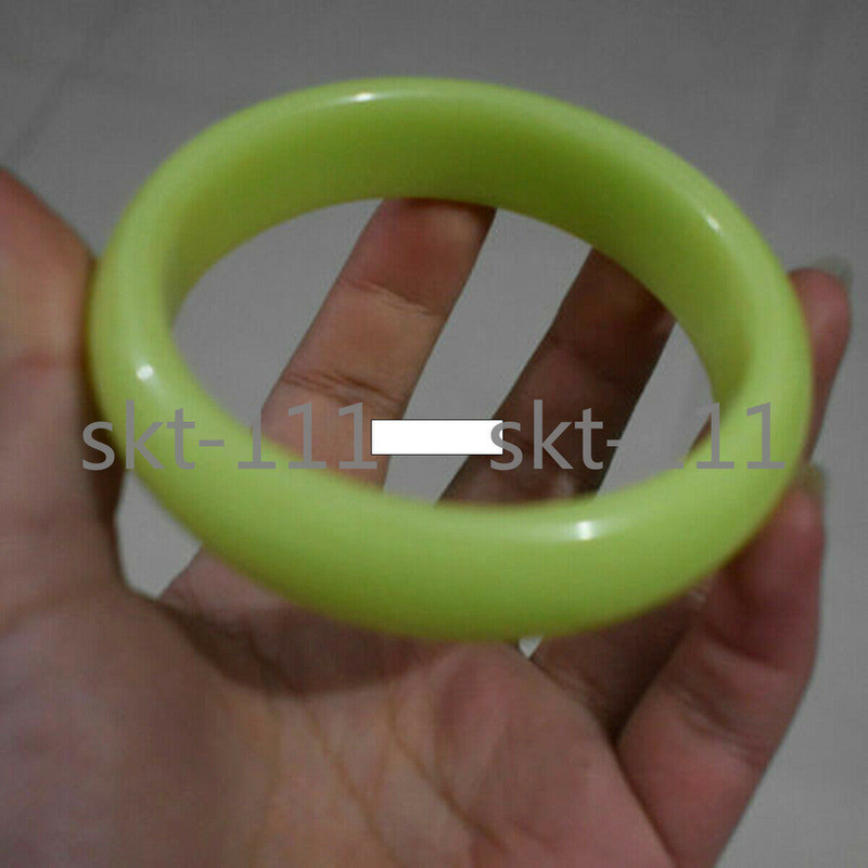 Natural Luminous Green Fluorite Bangle Glow In The Dark Bracelet 58-62mm A++