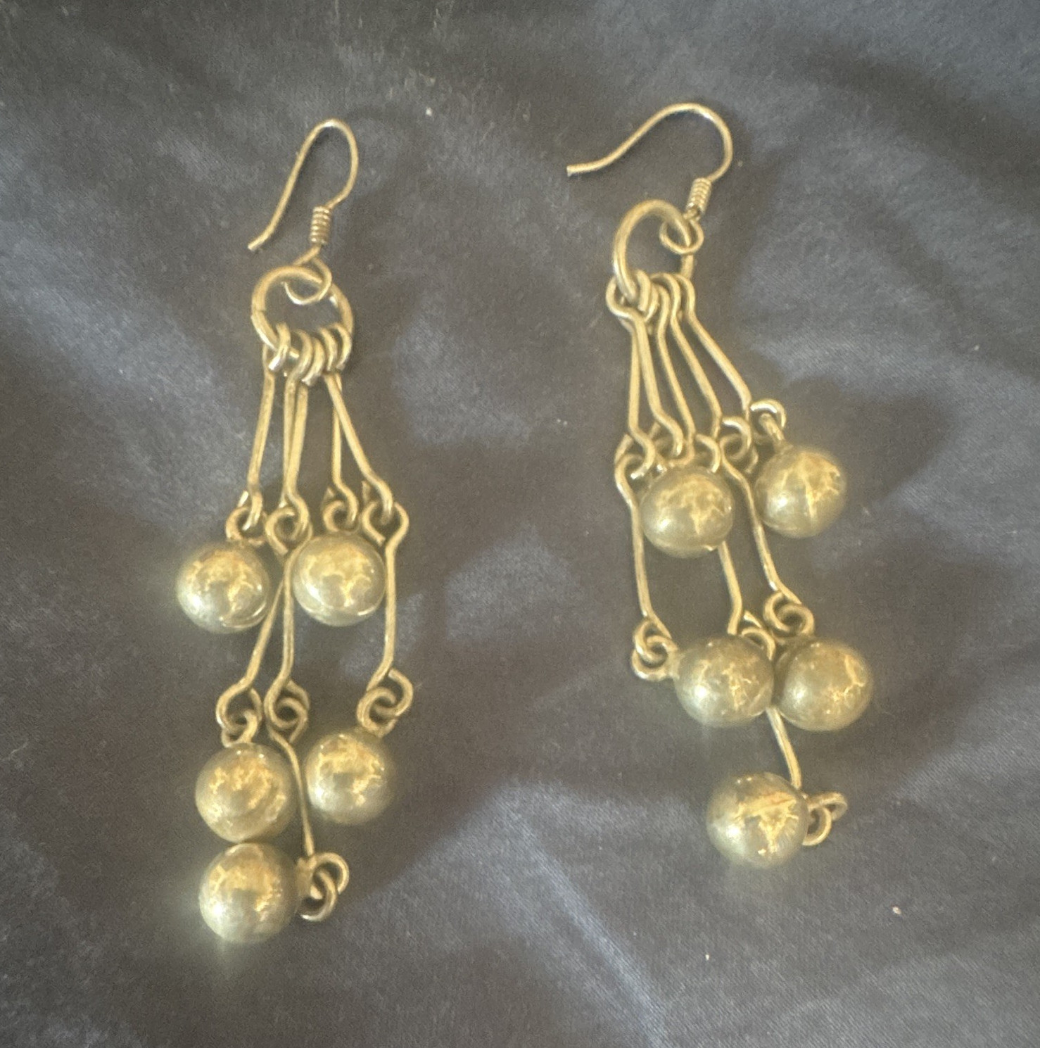 Sterling silver Dangle Drop Chandelier Earrings Ball Drops 15.7g