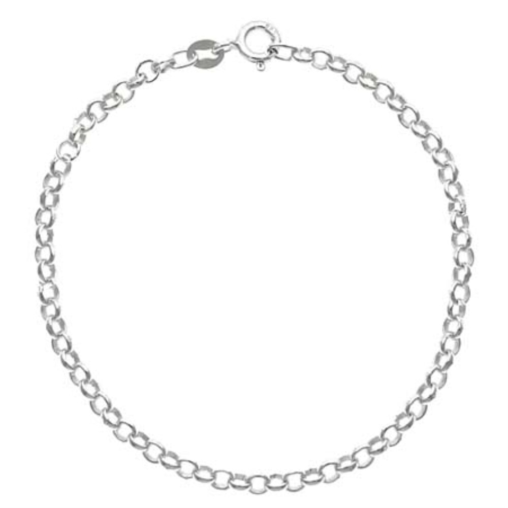 925 Silver Rolo Link Bracelet for Charms, 7 Inches