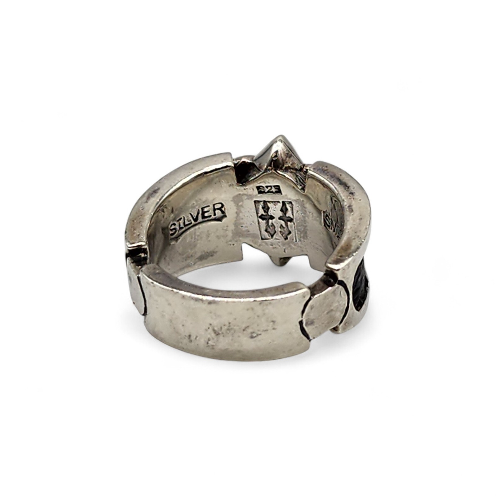 Sterling Silver .925 Fleur de Lis Ring with Black Inlay Gothic Style – Size 9