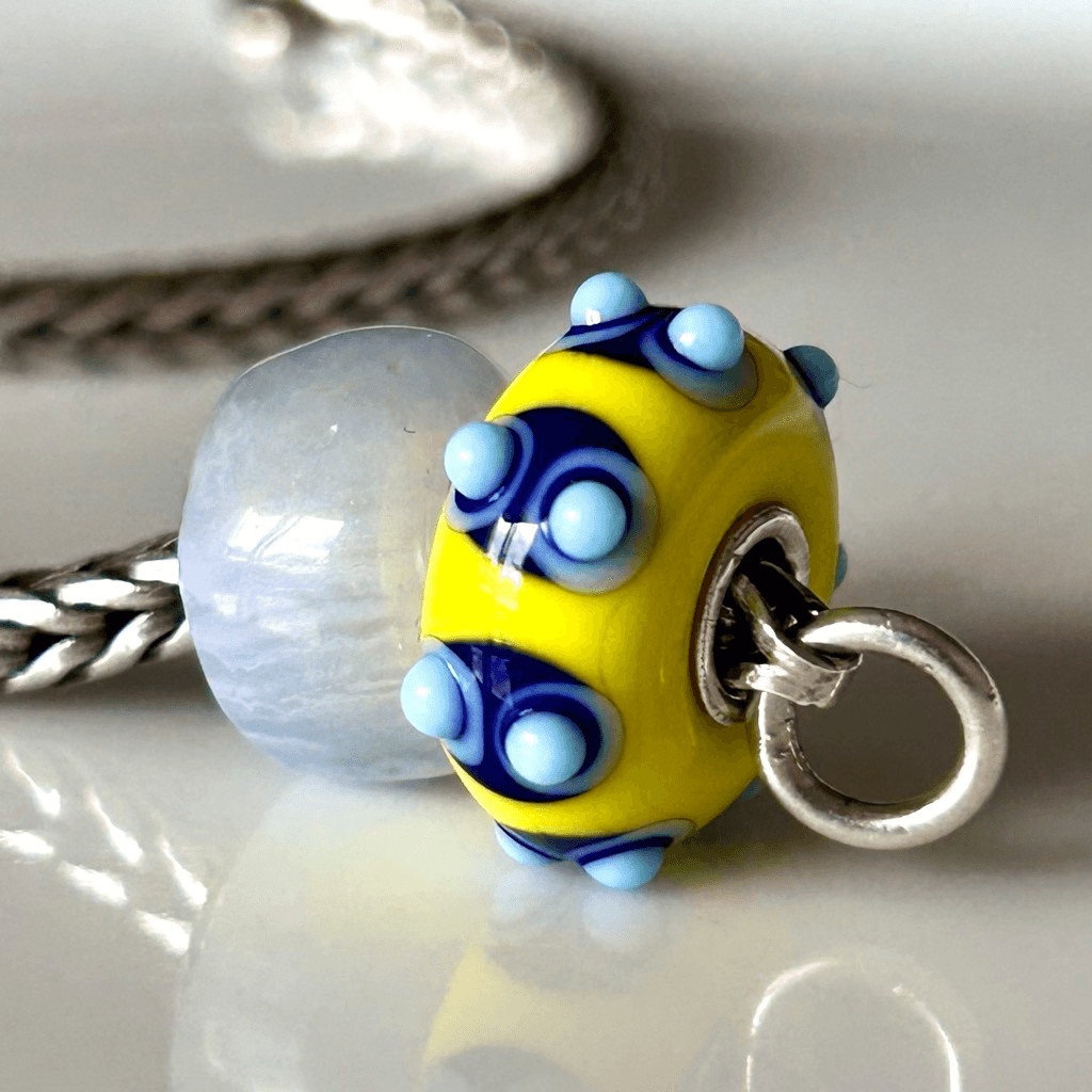 TROLLBEADS Yellow Blue Bumpy Unique LAA 925S w SzilvaBeads Blue Crazy Lace Agate