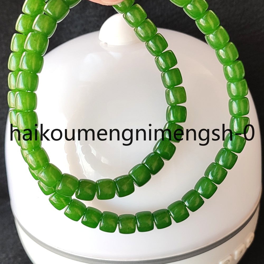 Certified 6x8mm Green Natural Untreated HeTian Jade Jasper Circle Beads Necklace