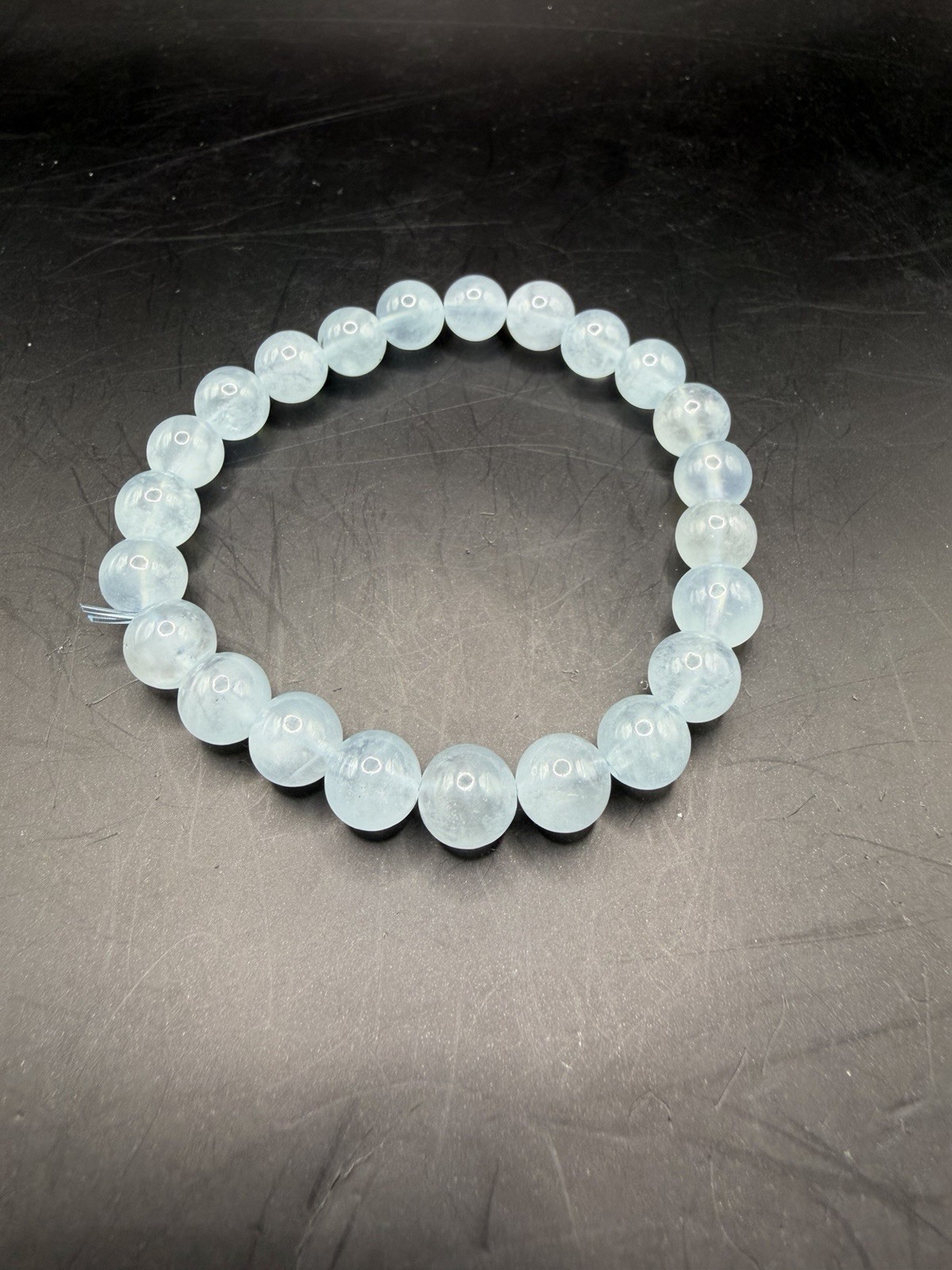 Blue Aquamarine Gemstone Beads Bracelet 7mm Round Beads
