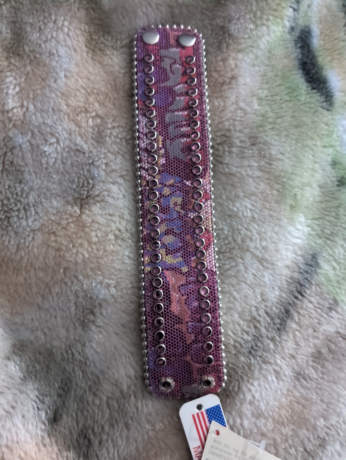 BB Simon Swarovski Crystals Pink Leather Cuff Bracelet