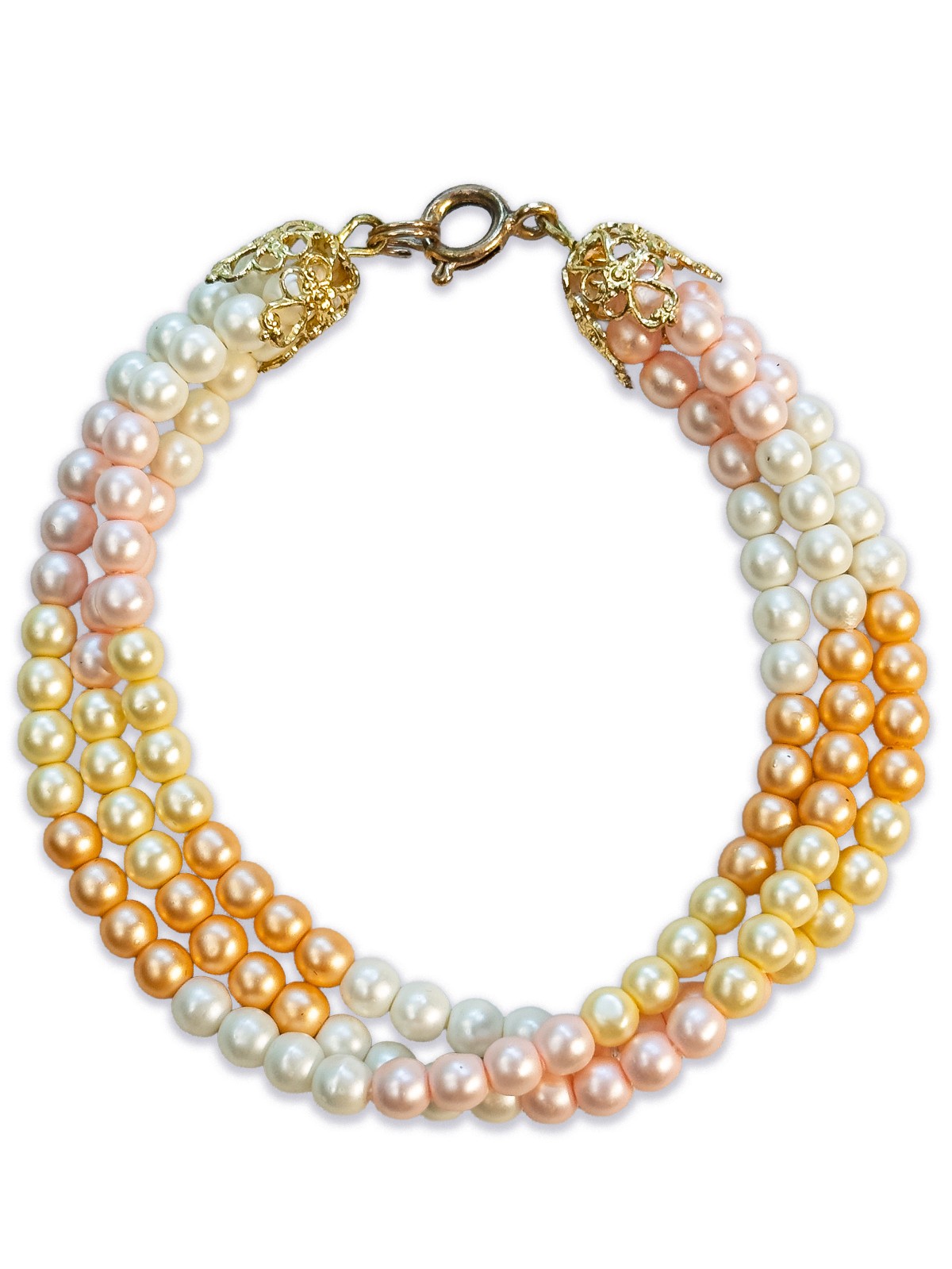 Chic 3-Strand Multi-Strand Faux Pearl Multi-Color Bracelet 7 inch