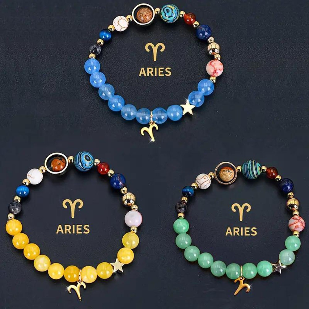 3pc 12 Constellations & 8 Planets Natural Stone Beads Friendship Bracelets Gifts