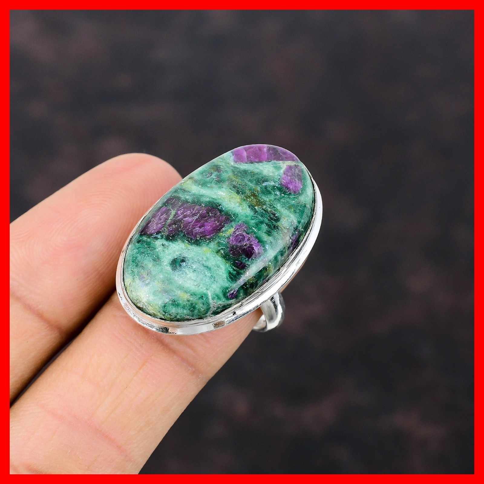 Ruby Fuchsite Gemstone 925 Sterling Silver Unique Promise New Ring Size All Size