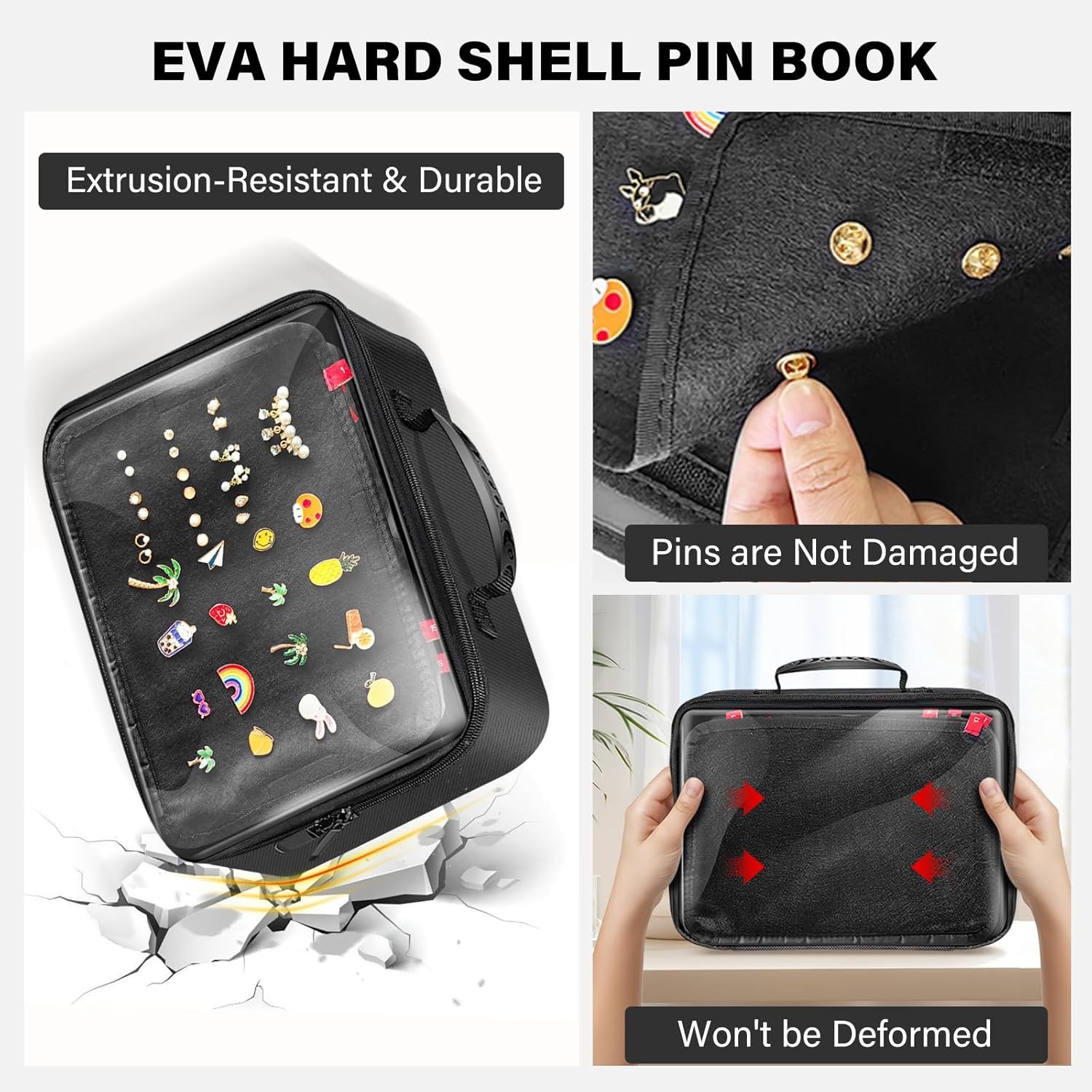 Enamel Pin Display Bag EVA Hard Shell Pin Trading Book, 18 Page Collectible Pin