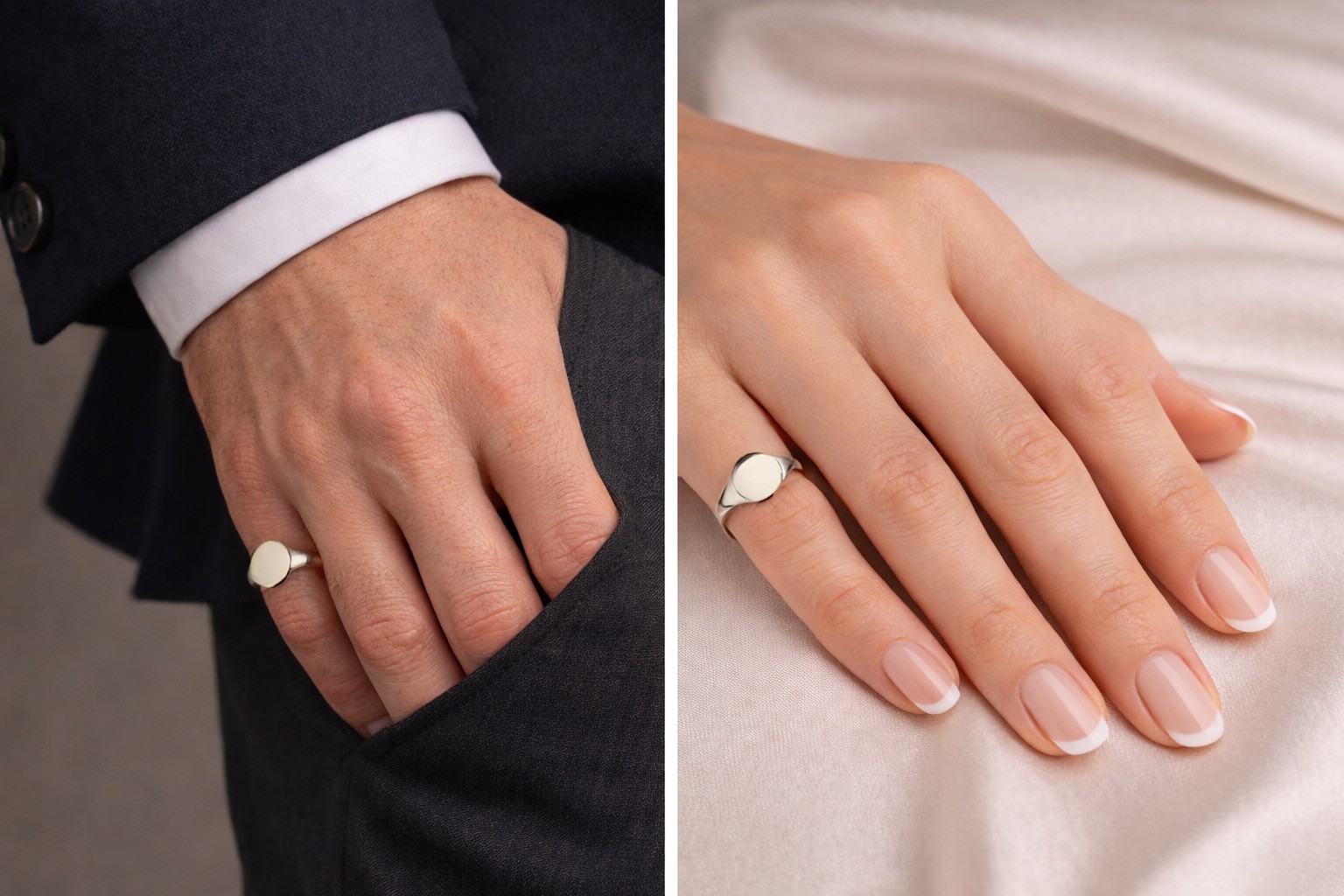 Polished Sterling Silver Round Signet Pinky Ring