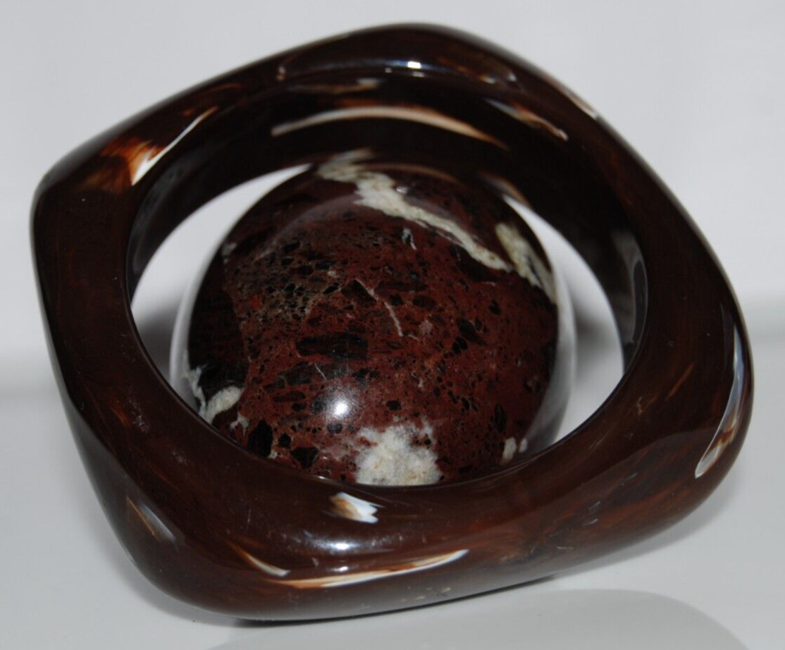 Elegant Couture Brown Swirl Large Bold Square Acrylic Statement Bangle Bracelet