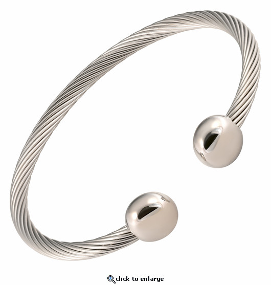 Stainless Steel Magnetic Bangle Bracelet Wrist Carpal Tunnel Pain Relief Antique