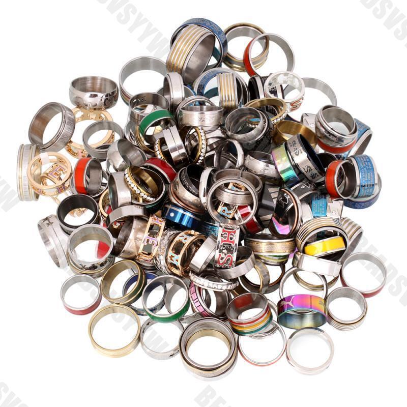 NEW 50pcs Wholesale Bulk Lot Mixed Stainless Steel Rings Men’s Women’s Band Ring