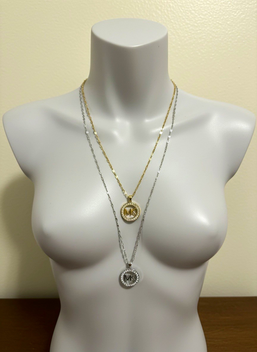 Minimalist Hollow Letter Pendant Necklace in Titanium Steel with Rhinestone