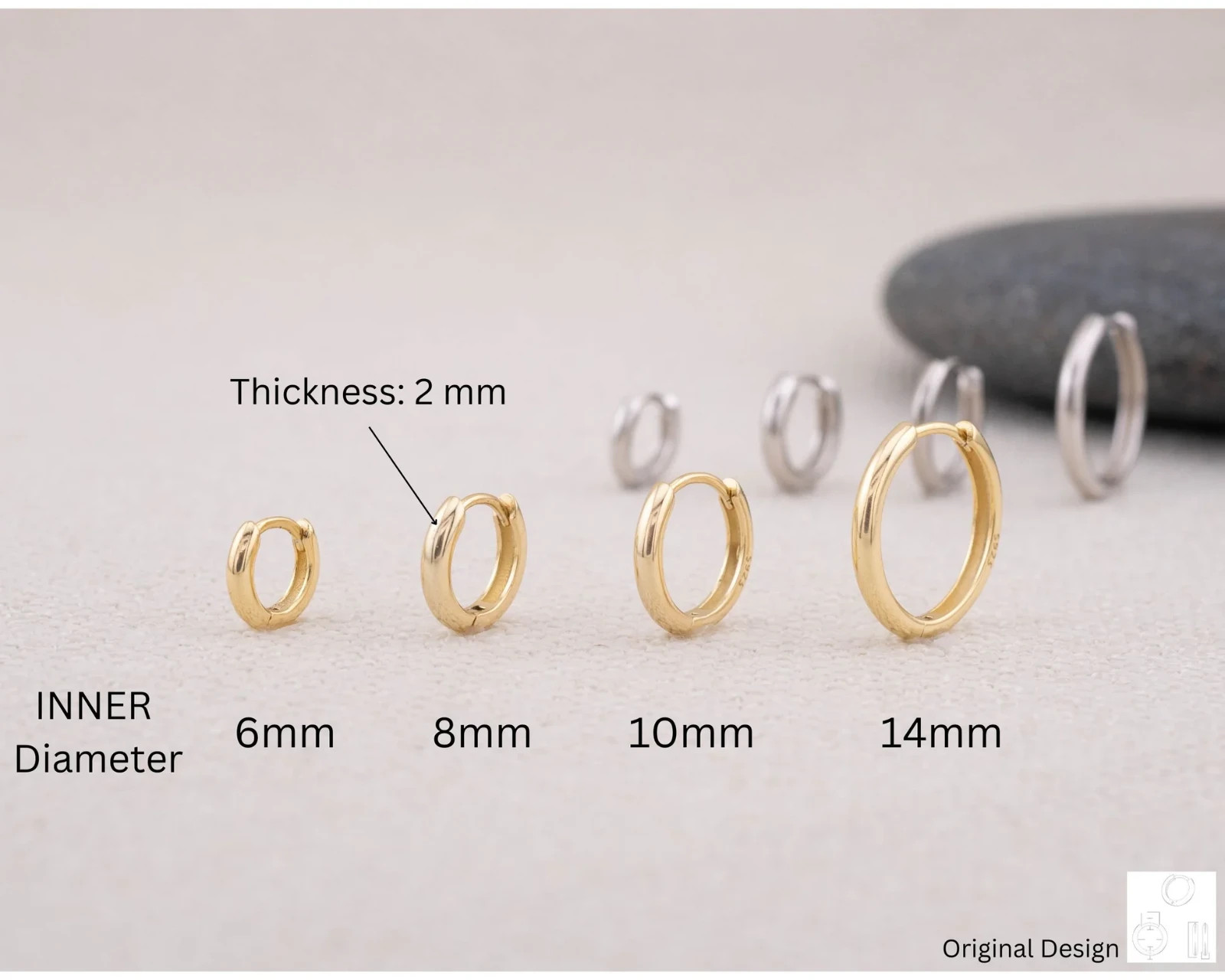 Simple small huggie hoops 14K gold fill over Sterling Silver 925