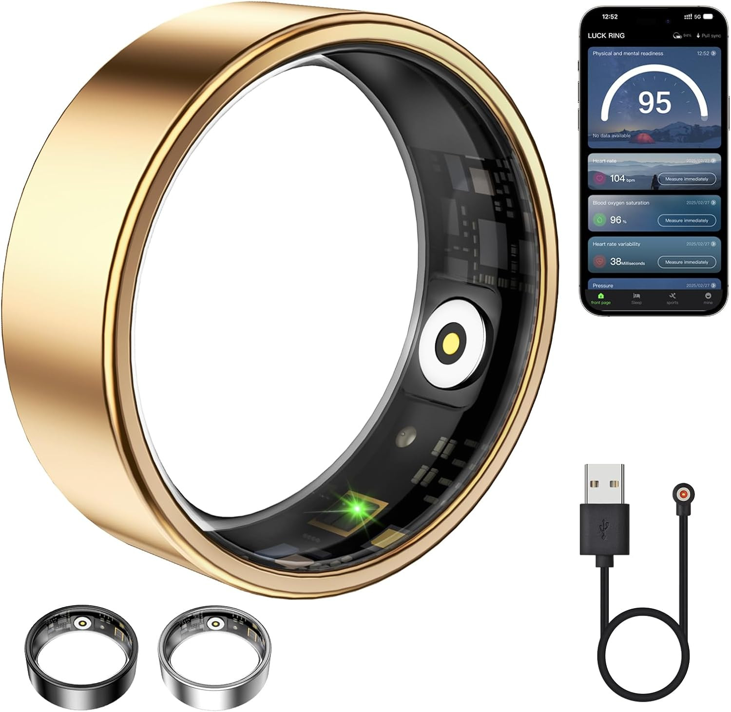 Smart Ring for Women & Men, Fitness Tracker with Heart Rate, Blood Oxygen, Sleep