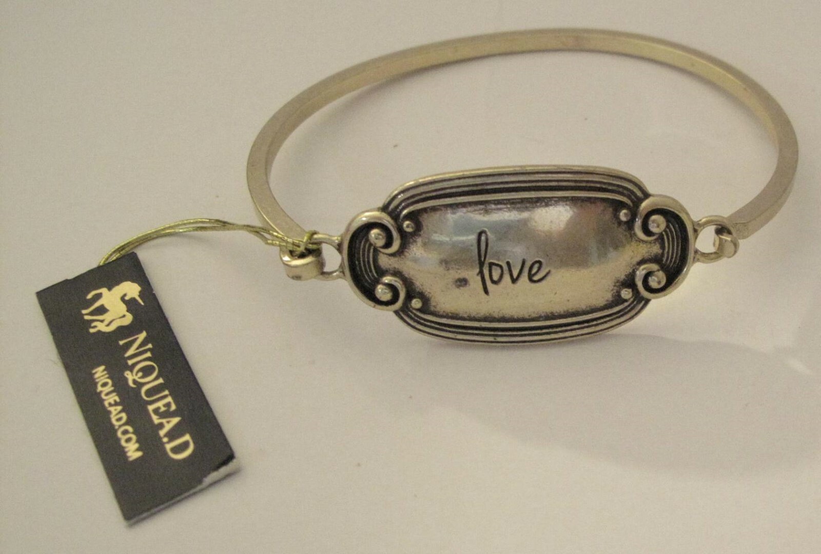 Allison Reed Niquea.d Antique Goldtone LOVE Inspirational Bangle Bracelet