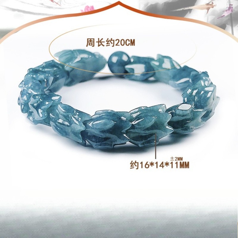 Blue water oil green dragon bone natural A-grade jade dragon bracelet