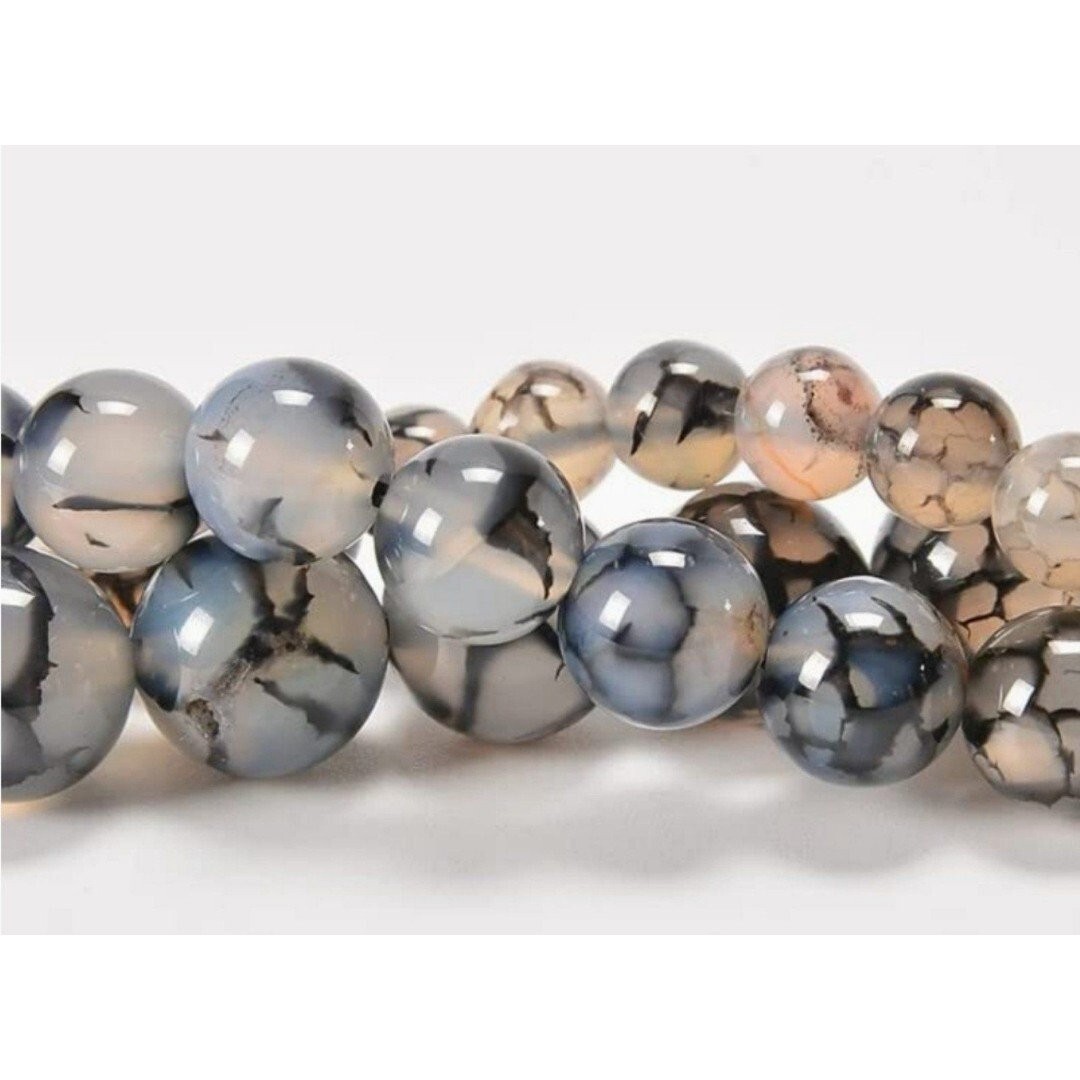 FREE SHIPPING NEW 3PC NATURAL Glass stone Dragon Vein Agate Beads Siz 7-7/2