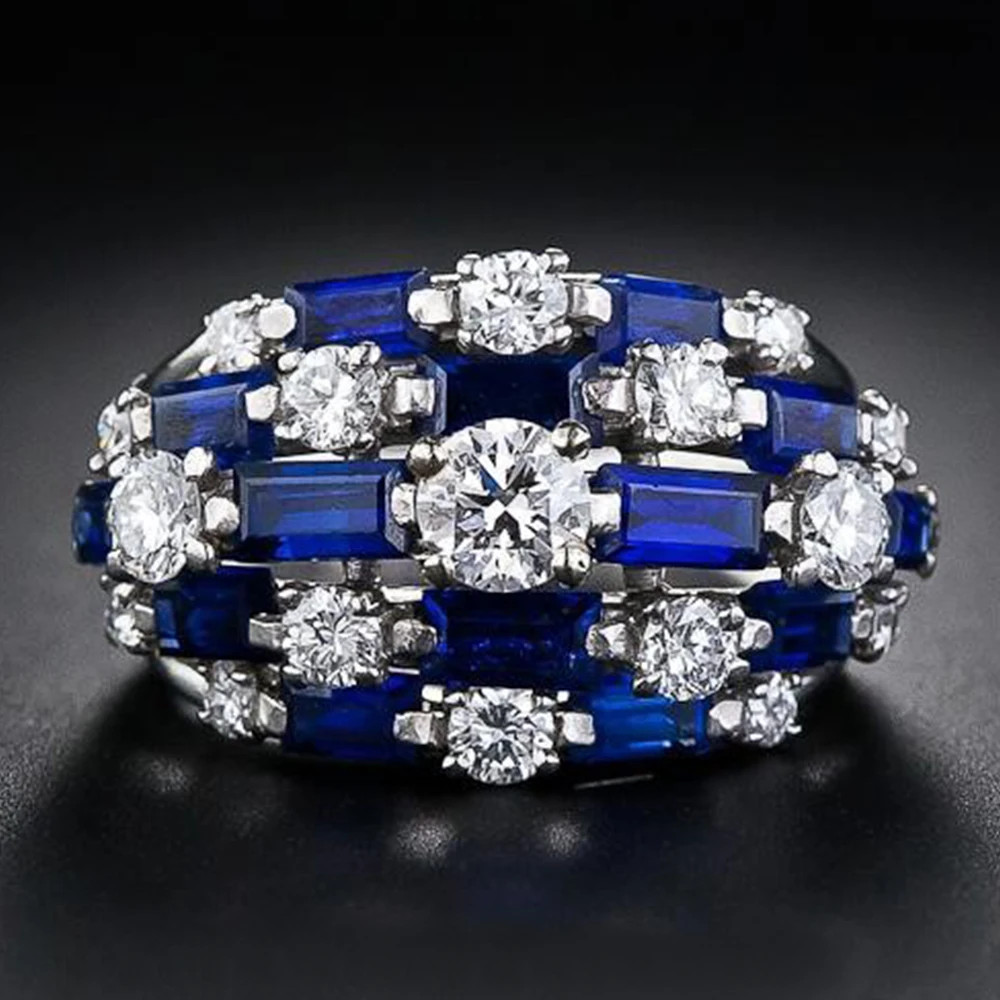 Cocktail Ring Wide Twist Gold Color Prong Setting Geometric Women Jewelry
